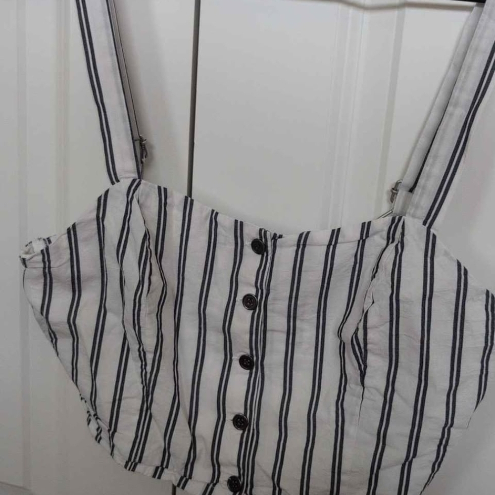 Kendall & Kylie Black and White Striped Crop Top